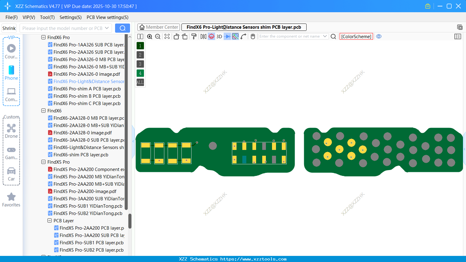 OPPO FindX6 Pro-Light&Distance Sensors Shim PCB Layer